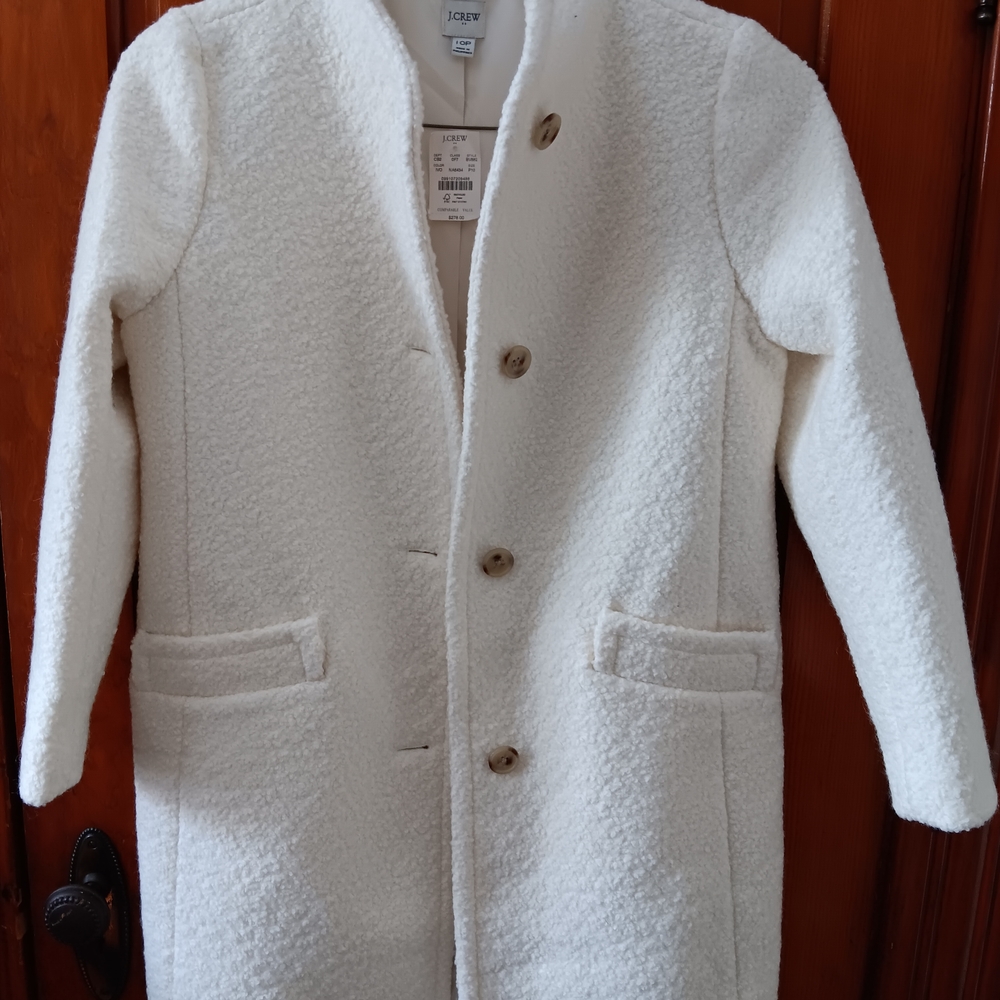 J. Crew Cream Textured Button-Up Coat
